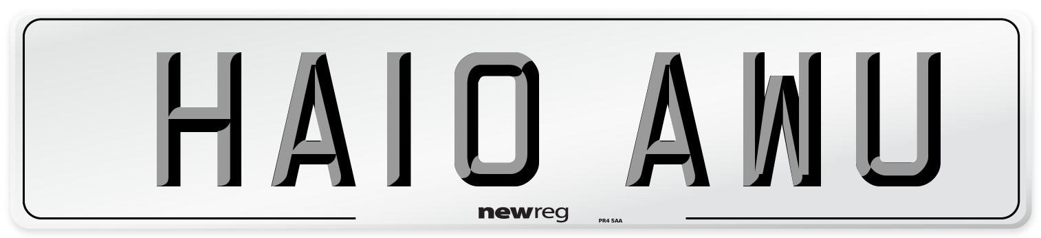 HA10 AWU Number Plate from New Reg